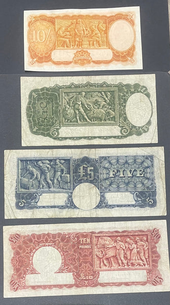 Australia 1949 Set of 4  KGV1 Pre Decimal £10, £5, £1 and 10/- Ten Shillings, One, Five  + Ten Pounds Banknotes Coombs/Watt