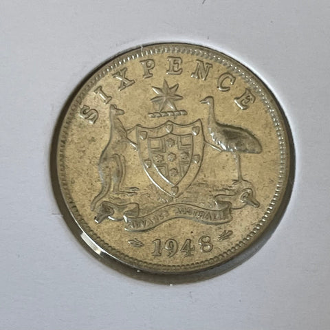 Australia 1948 6d Sixpence Silver Extremely Fine Condition