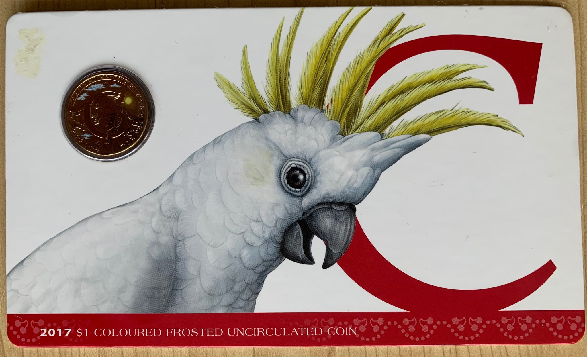 2017 Aussie Alphabet Coloured $1 coin "C" Cockatoo