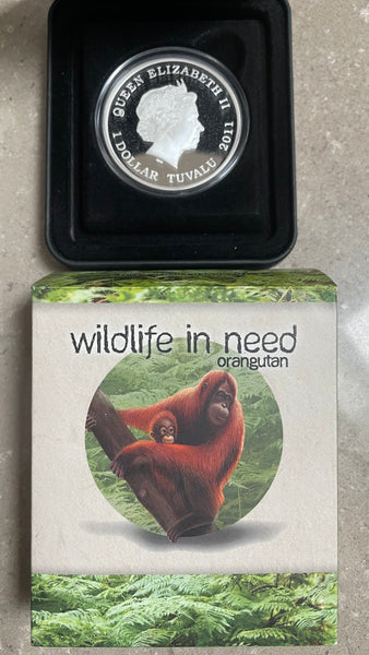 Tuvalu 2011 Perth Mint Coloured Polar Orangutan Silver 1oz Proof Coin