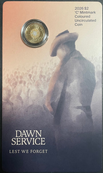 2026 Royal Australian Mint Dawn Service Lest We Forget $2 Uncirculated Carded Coin
