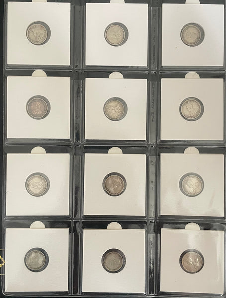 Australia 1910-64 Complete Set of 52 3d Threepence Silver Coins