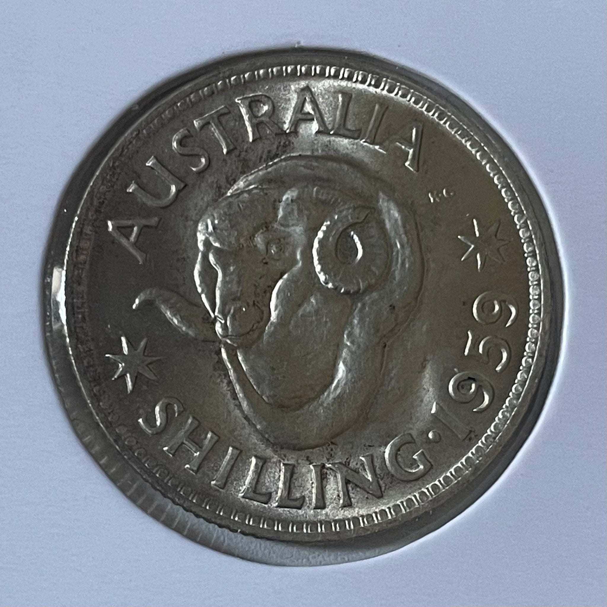 Australia 1959  1/- One Shilling silver coin Uncirculated