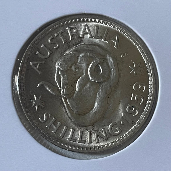 Australia 1959  1/- One Shilling silver coin Uncirculated
