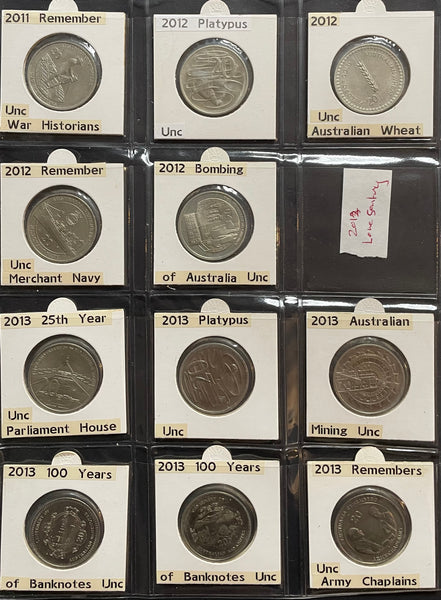 Australia 1966 to 2017 Uncirculated Twenty Cents 20c Collection 125 Coins