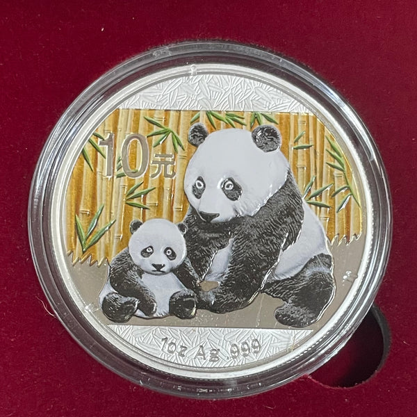 China 2012 10 Yuan  99.9 Silver Ounce Coloured Panda