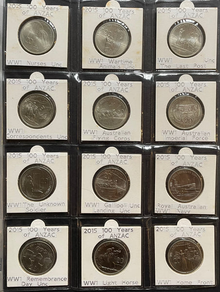 Australia 1966 to 2017 Uncirculated Twenty Cents 20c Collection 125 Coins