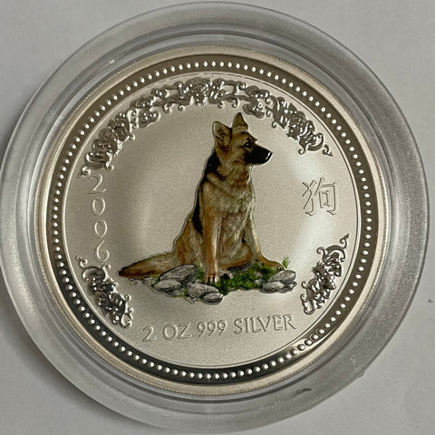 Australia 2006 Perth Mint $2 Lunar New  Year of the Dog 2oz Silver Coin