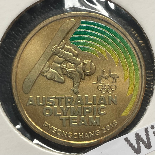 2018 RAM $1 Australian Winter Olympic Team Pyeongchang Uncirculated Coin in 2x2 mount