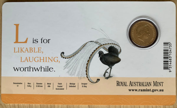 2015 Aussie Alphabet Coloured $1 coins "L" Lyre Bird