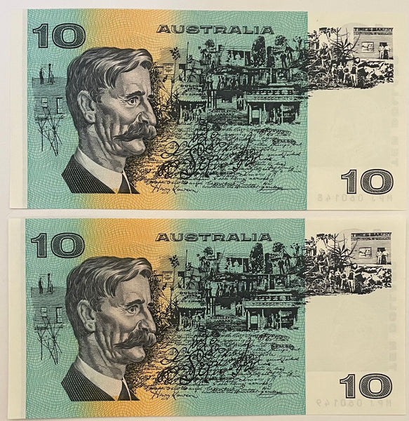 Australia R313 $10 Fraser/Cole Banknote Uncirculated pair