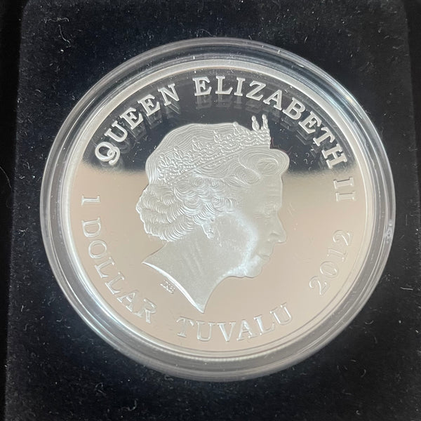 Tuvalu 2012 Perth Mint Coloured Dragons of Legend $1 Red Welsh Dragon Silver Proof Coin