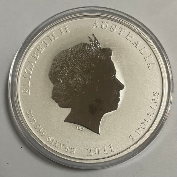 Australia 2011 Perth Mint $2 Lunar New Year of the Rabbit 2oz Silver Coin