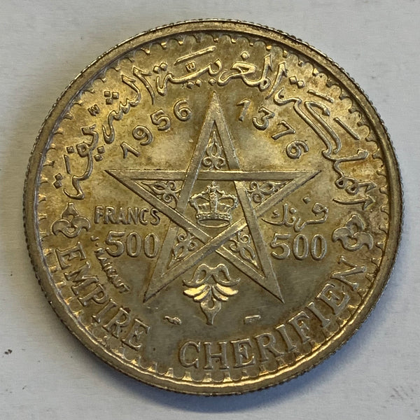 Morocco 1956 Silver 500 francs