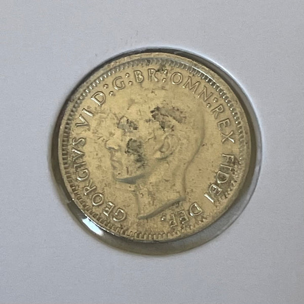 Australia 1952 3d Threepence Silver Coin about Uncirculated