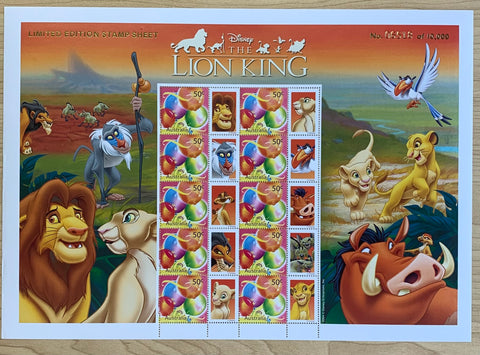 Australia Post 50c Lion King Stamp Sheet Limited Edition 6518 / 10000