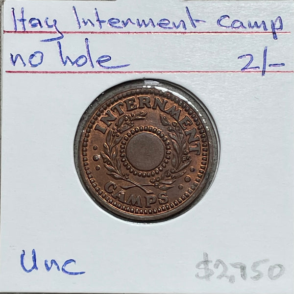 AUSTRALIA : 1942 Hay Internment Camp Two Shilling 2/- without Hole