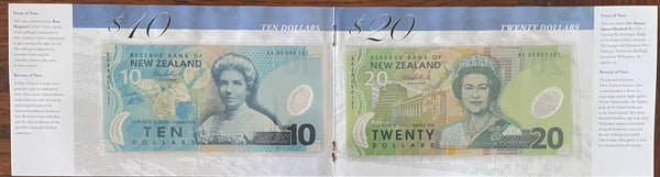 New Zealand 2008 Matching Serial Numbered Banknote Set in Folder with $5,  $10, $20, $50 & $100 Polymer Notes