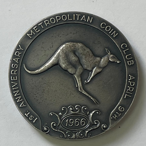 Australia 1966 1st Anniversary Metropolitan Coin Club Medallion