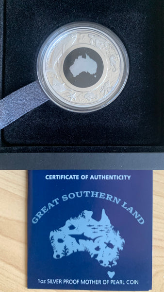 Australia 2021 $1 Great Southern Land Mother of Pearl 1 ounce Silver Coin, Box Cert