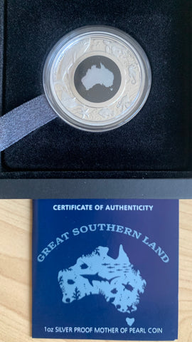 Australia 2021 $1 Great Southern Land Mother of Pearl 1 ounce Silver Coin, Box Cert