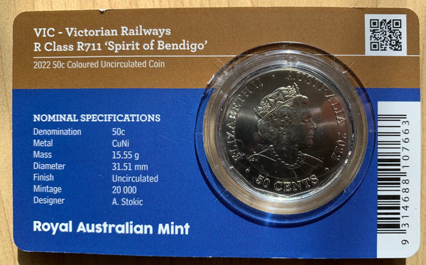 Australia 2022 Victoria Rail Steam Train 50c Coin