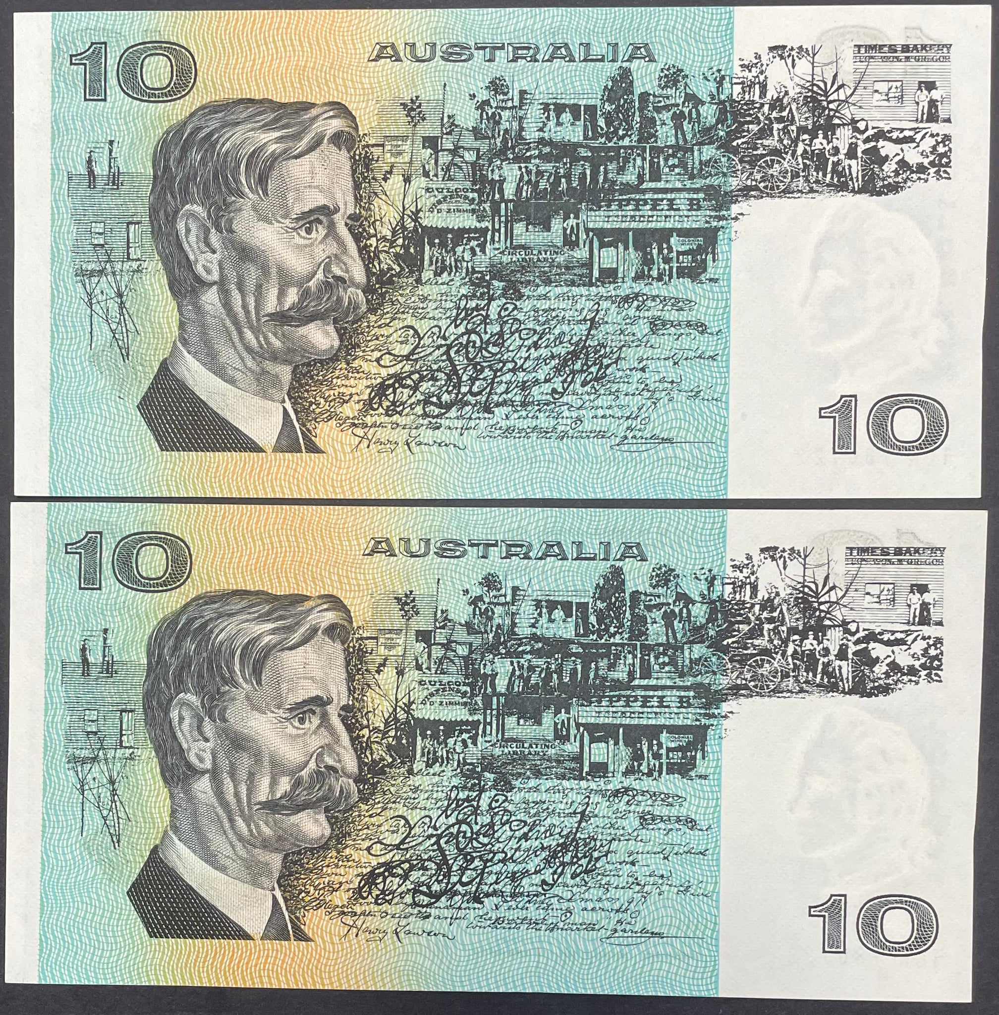 Australia $10 Banknote Johnston/Stone Uncirculated Pair R308