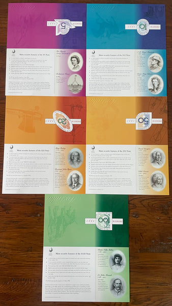 Australia 1997 $5, $10, $20, $50, $100 Banknote Premium Folders with Matching Red Serial Numbers