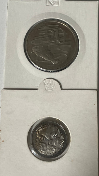 Australia 1966 Royal Australian Mint 5c & 20c Proof Coins