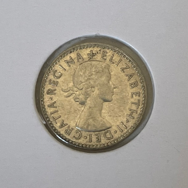 Australia 1954 3d Threepence Silver Coin about Uncirculated