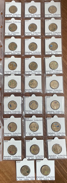 2017 Aussie Alphabet Coloured $1 coin Collection of 26 A to Z coins