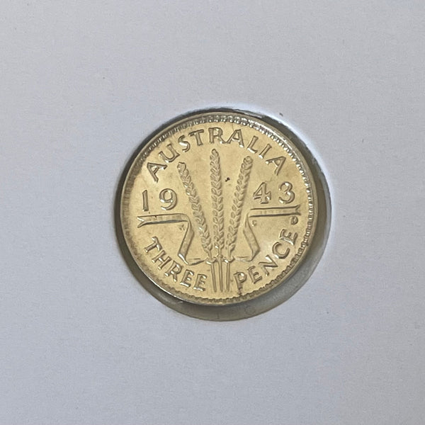 Australia 1943D 3d Threepence Silver Coin Uncirculated