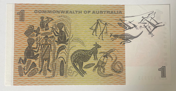 Australia $1 Commonwealth Of Australia Coombs/Randall Banknote. Light centre fold, about Uncirculated. R72