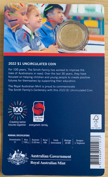 2022 $1 Centenary of the Smith Family Carded Coin