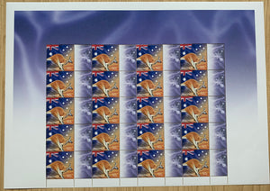 2003 Australia 50c Greetings Celebration and Nation Kangaroo & Flag Sheet