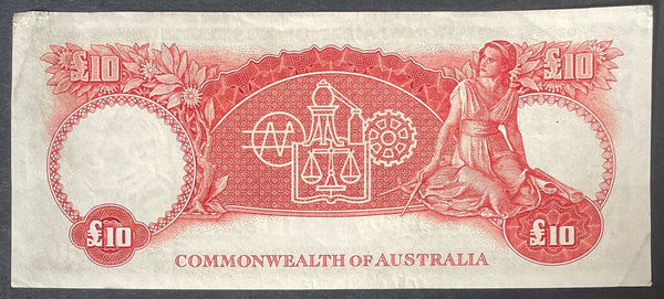 Australia Banknote 1960 R63 £10 Ten Pounds Coombs/Wilson Banknote