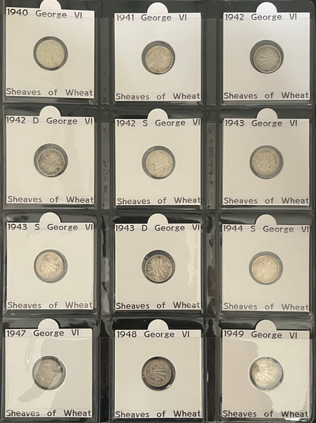 Australia 1910-64 Complete Set of 52 3d Threepence Silver Coins