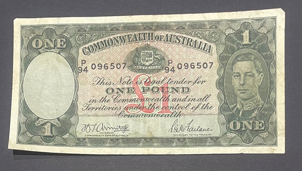 Australia R30b One Pound KGV1 Pre Decimal Banknote Armitage/McFarlane