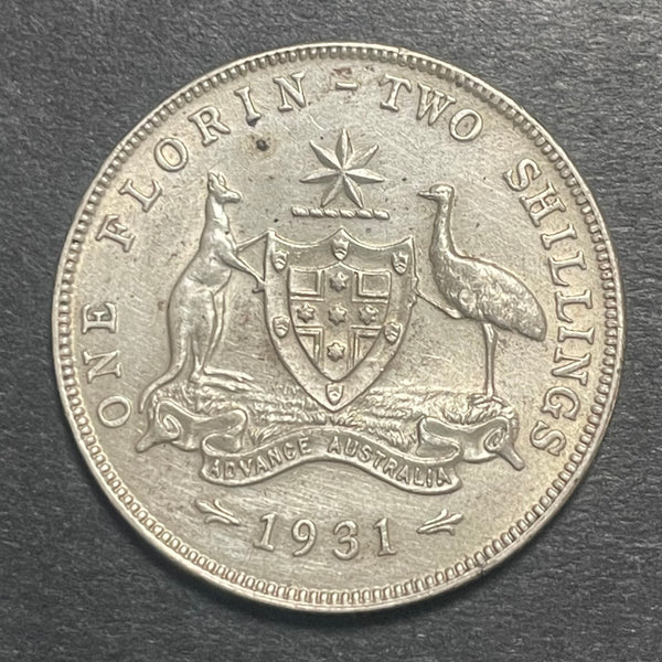 Australia 1931 2/- Two Shillings One Florin Cleaned Uncirculated