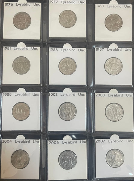 Australian 1967 to 2019 10c uncirculated Coin Collection