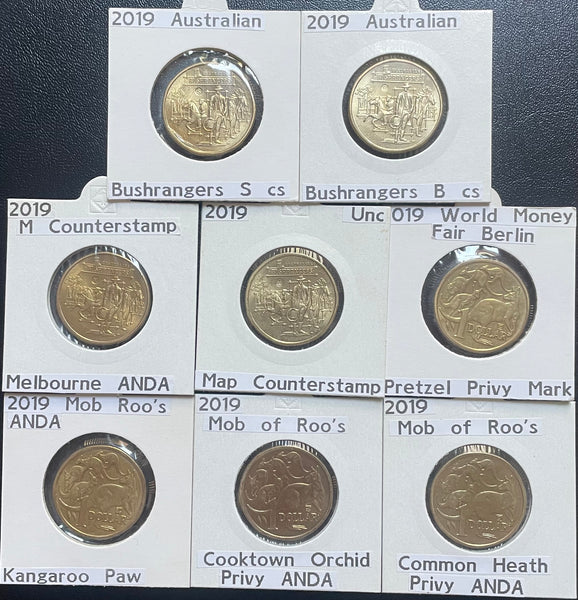 2019 $1  8x Counterstamp and Privy Mark Coins