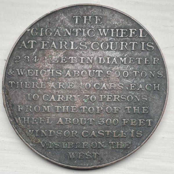 UK Great Britain 1901 Gigantic Wheel Earls Court Medallion