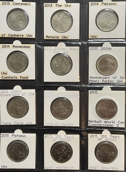 Australia 1966 to 2017 Uncirculated Twenty Cents 20c Collection 125 Coins