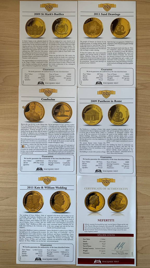 Macquarie Mint The Smallest Gold Coins Of The World Collection 44 X Shields Stamps And Coins 5024