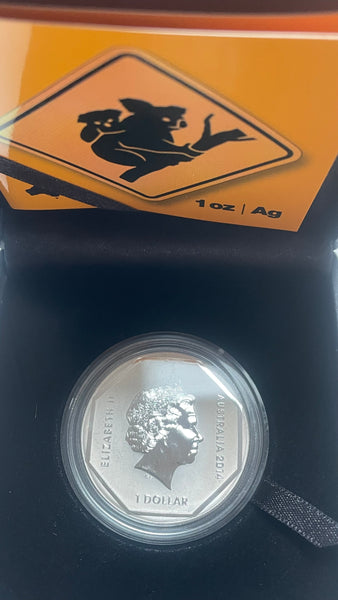 Australia 2014 Royal Australian Mint $1 Koala "Road Sign Serries" Silver 1oz Uncirculated Coin