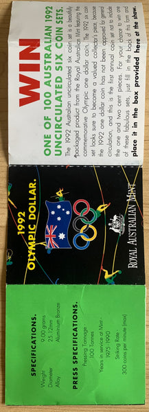 Australia 1992 Royal Australian Mint Uncirculated $1 Barcelona Olympic Coin