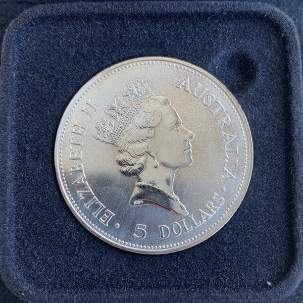 Australia 1990 Perth Mint $5 Kookaburra 1oz Silver Uncirculated Coin