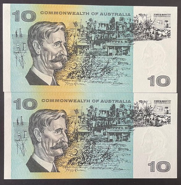 Australia $10 Phillips/Randall  Banknote Uncirculated Pair R303