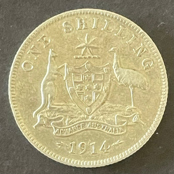 Australia 1914 1/- One Shilling Silver Coin Very Fine Condition