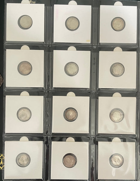 Australia 1910-64 Complete Set of 52 3d Threepence Silver Coins